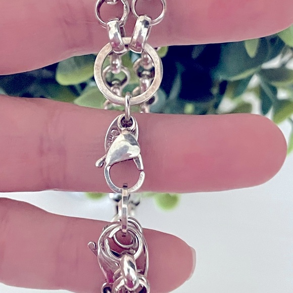 Thick chunky Origami Owl  Double Rolo Chain Silver Tone Bracelet 9-11" - Picture 5 of 6